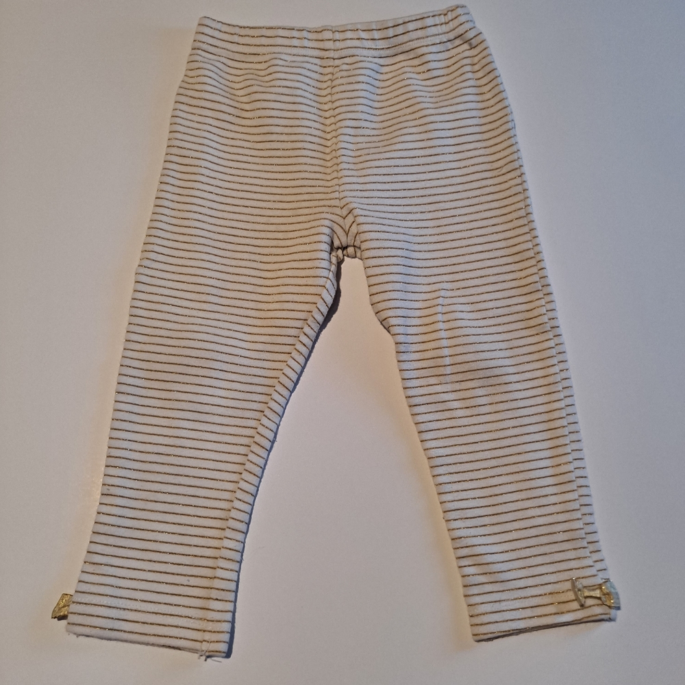 Kids Striped Leggings in Cream and Gold